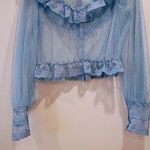 Elegant Blue Lace Women Top